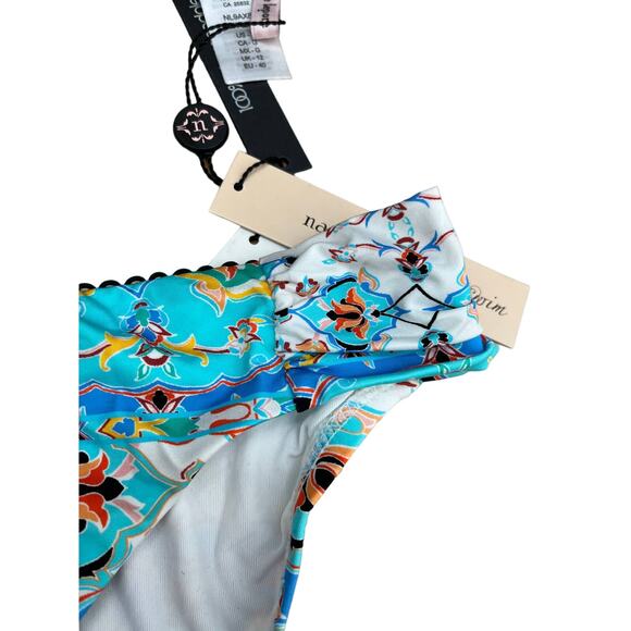 Nanette Lepore 2PC Bikini Blue Plunging Triangle Swimwear Top & Bottom 6 NWT - Picture 6 of 10